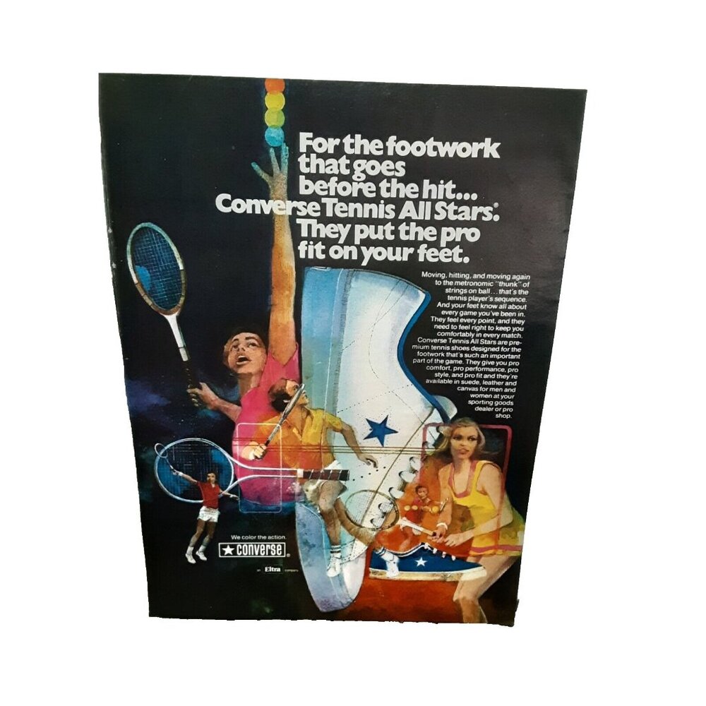 1975 Converse Tennis All Stars Shoes Original Print Ad 70s